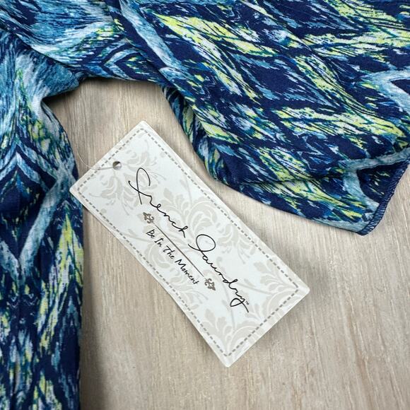 NWT French Laundry Cristel Blue Combo Cold Shoulder Necklace Top Blouse 2X - Picture 12 of 16